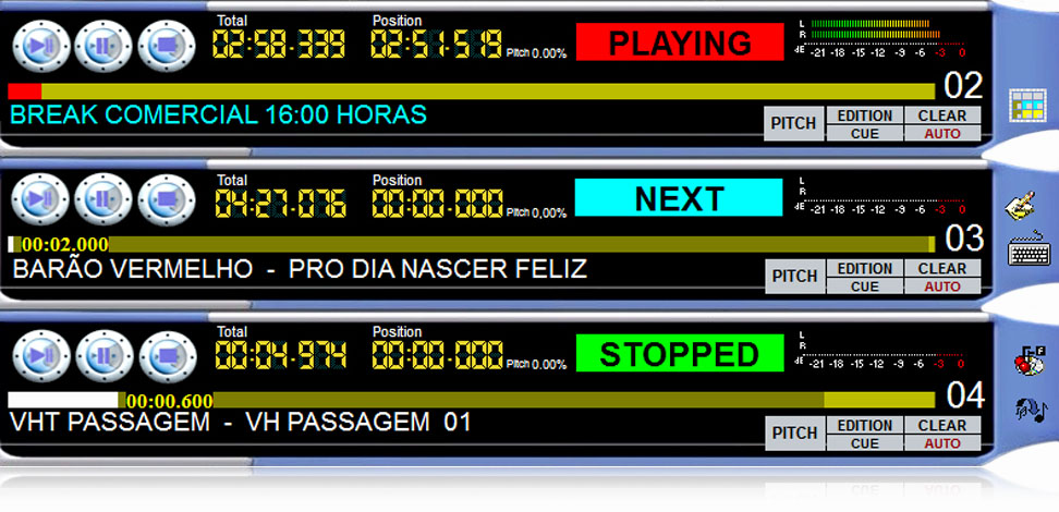 Cartucheiras para mixagem de mídias do Live Pro