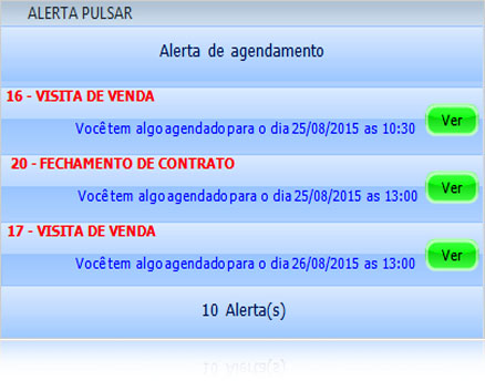 Alerta de agendamento no CRM de vendas