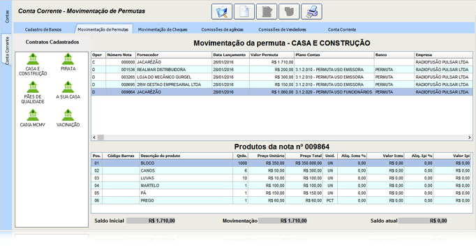 Movimentação de permutas no Financeiro do Traffic