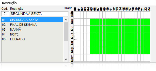 Grade da restrição horária no Musical