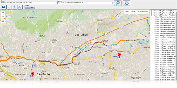 Traçar a rota no mapa para visitar clientes