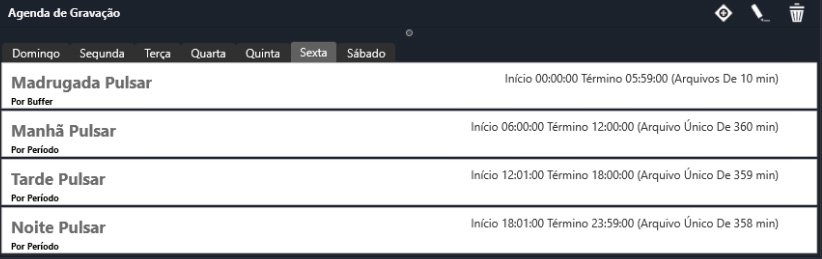 Tela para agendar a gravação dos vídeos