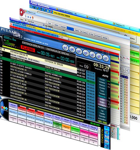 Telas do software Live 5 automação de áudio