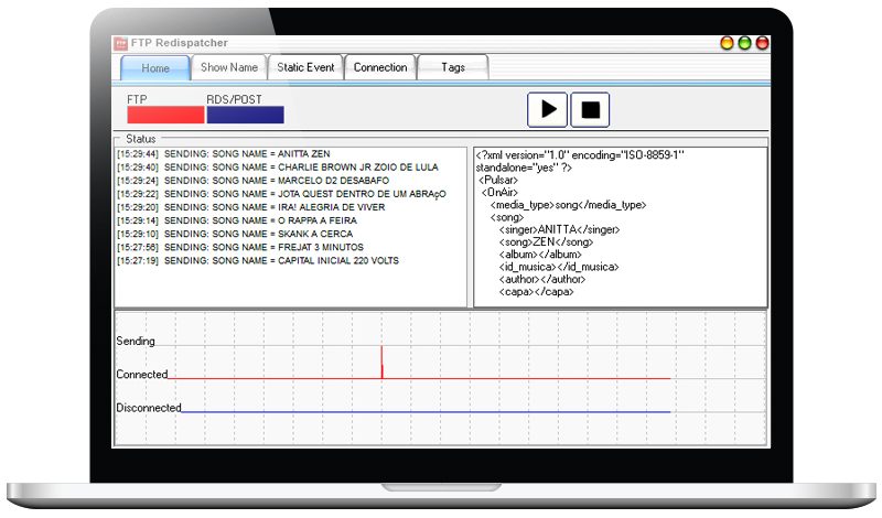 Interface do FTP sua rádio em seu website